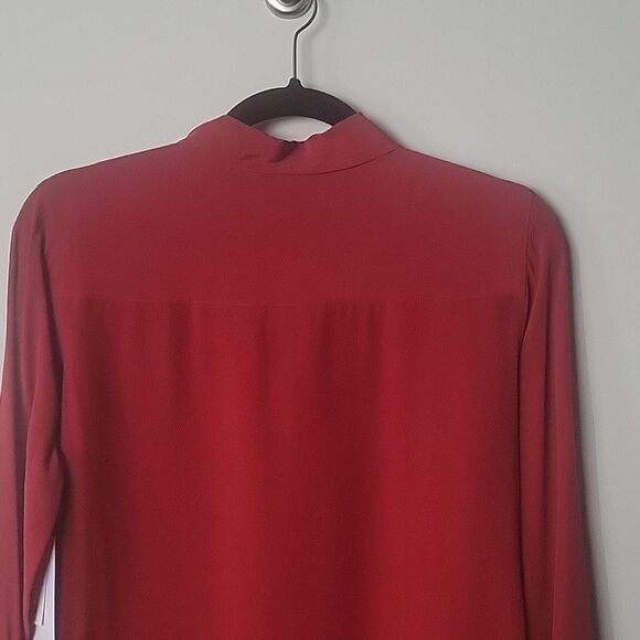 NWT Equipment S Burgundy Silk Button Modest Long Sleeve Office Shirt Top Blouse - Picture 11 of 14